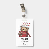 Schattig Cartoon Kitten met Hartjes Badge (Achterkant met clip)