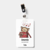 Schattig Cartoon Kitten met Hartjes Badge (Voorzijde met clip)