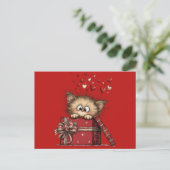 Schattig Cartoon Kitten met Hartjes Briefkaart (Staand voorkant)