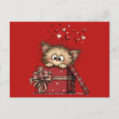 Schattig Cartoon Kitten met Hartjes Briefkaart (Voorkant)