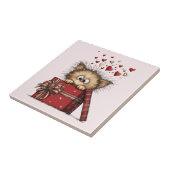 Schattig Cartoon Kitten met Hartjes Tegeltje (Zijkant)