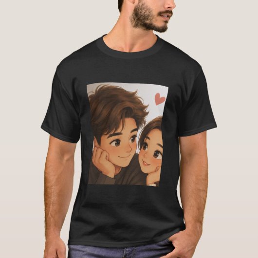 Schattig Cartoon Koppel  T-shirt (Voorkant)