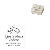 Schattig Cartoon Liefdesduiven Koppel Adres Rubberstempel (Gestempeld)