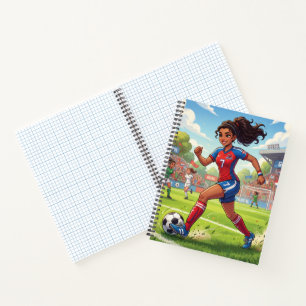 Schattig Cartoon Meisje dat Voetbal Speelt Notitieboek
