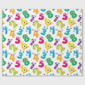 Schattig Cartoon Monster Cijfers Patroon Cadeaupapier (Vlak)