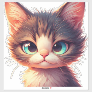 Schattig Cartoon Poesje Met Grote Ogen Sticker