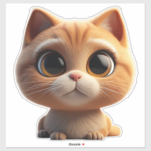 Schattig Cartoon Poesje Met Grote Ogen Sticker