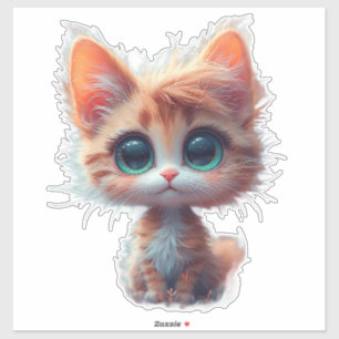 Schattig Cartoon Poesje Met Grote Ogen Sticker