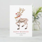 Schattig Cartoon Rendier Prettig Kerst Groet Feestdagenkaart (Staand voorkant)