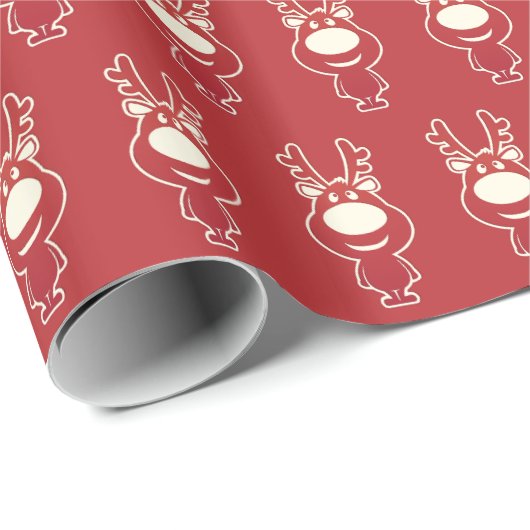Schattig Cartoon Rendier Rood Patroon Cadeaupapier (Rol Hoek)