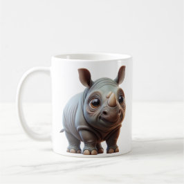 Schattig Cartoon Rhino Karakter Ontwerp Koffiemok