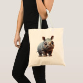 Schattig Cartoon Rhino Karakter Ontwerp Tote Bag (Voorkant (product))