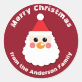 Schattig Cartoon Sinterklaas Gezicht Kerstmis Ronde Sticker (Voorkant)