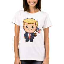 Schattig Cartoon Trump T-Shirt | Patriottische Ame