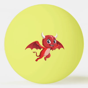 Schattig cartoon vliegende duivel pingpongbal