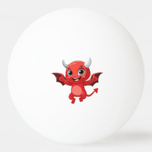Schattig cartoon vliegende duivel pingpongbal