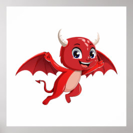 Schattig cartoon vliegende duivel poster