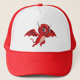Schattig cartoon vliegende duivel trucker pet