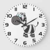 Schattig Cartoon Zebra Grappig Dier Karakter Grote Klok (Voorkant)