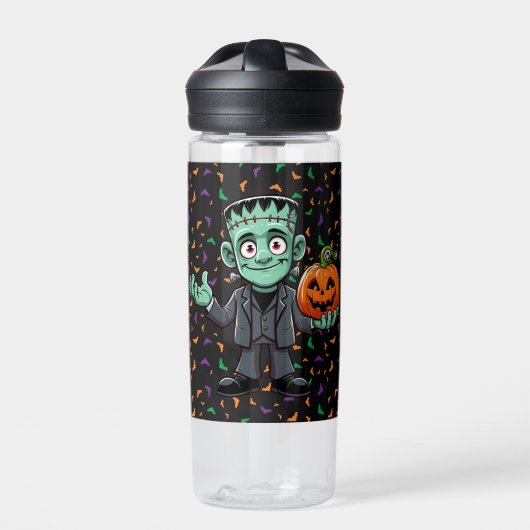 Schattig, cartoonesk monster van Frankenstein Waterfles (Voorkant)