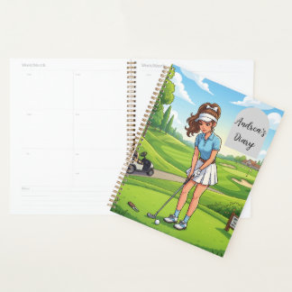 Schattig Cartoonge meisje doet golfsport | Persona Planner