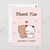 Schattig cartoonkoppel, Kawaii Beer & Panda Bedank Briefkaart (Voorkant / Achterkant)