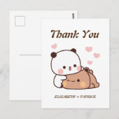 Schattig cartoonkoppel, Kawaii Beer & Panda Bedank Briefkaart (Voorkant / Achterkant)