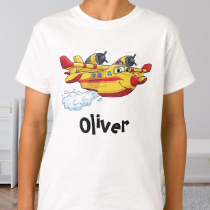Schattig Cartoontje Brandbestrijdingsvliegtuig dat T-shirt