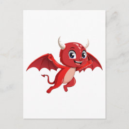 Schattig cartoontje vliegende duivel briefkaart