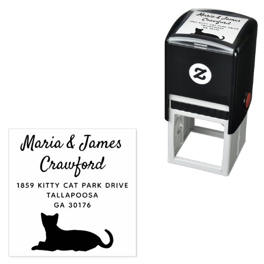 schattig cat cursief script familienaam retouradre  zelfinktende stempel (In situ)