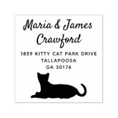 schattig cat cursief script familienaam retouradre zelfinktende stempel (Design)