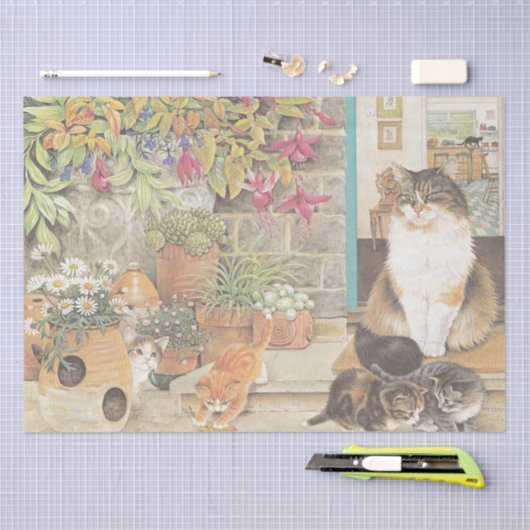 SCHATTIG CAT-PAINED WEEFSELPAPIER TISSUEPAPIER (Craft)