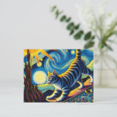 Schattig Cat Skateboarden Briefkaart (Staand voorkant)