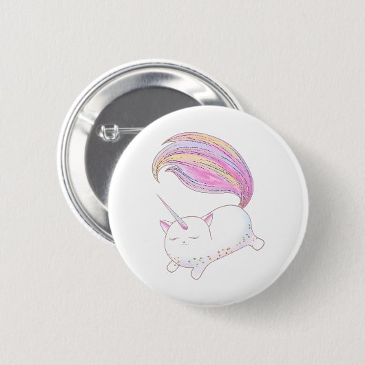Schattig Caticorn Ronde Button 5,7 Cm (Voorkant /achterkant)