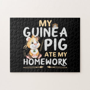 Schattig Cavia At Mijn Huiswerk Op Legpuzzel