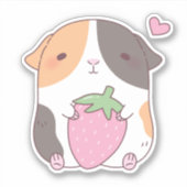 Schattig Cavia En Aardbei Doodle Sticker (Voorkant)