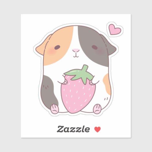 Schattig Cavia En Aardbei Doodle Sticker (Vel)