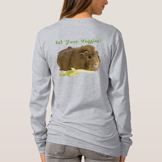 Schattig cavia eten selderij front back foto t-shirt (Achterkant)
