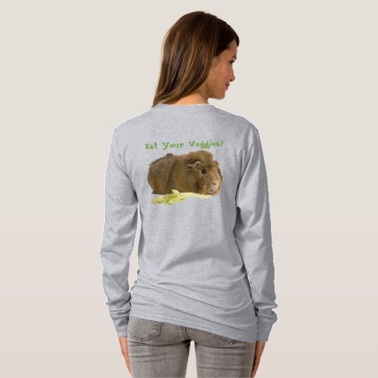 Schattig cavia eten selderij front back foto t-shirt (Achterkant volledig)