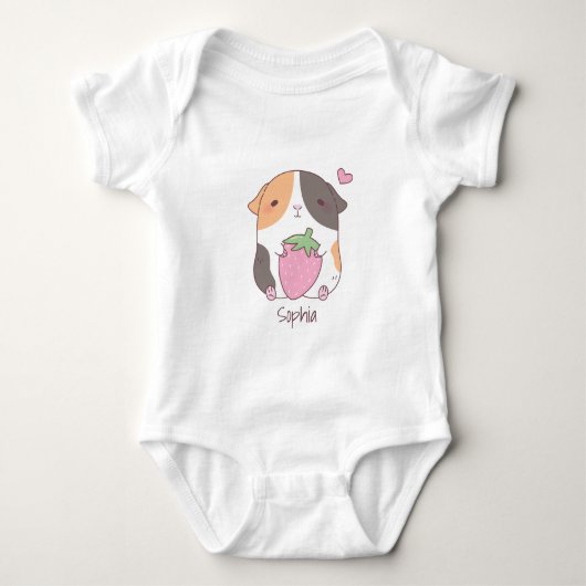 Schattig Cavia Knuffelt Aardbei Doodle Romper (Voorkant)