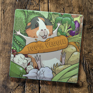 Schattig Cavia Konijn 100% Groente Wortel Cartoon Glazen Onderzetter