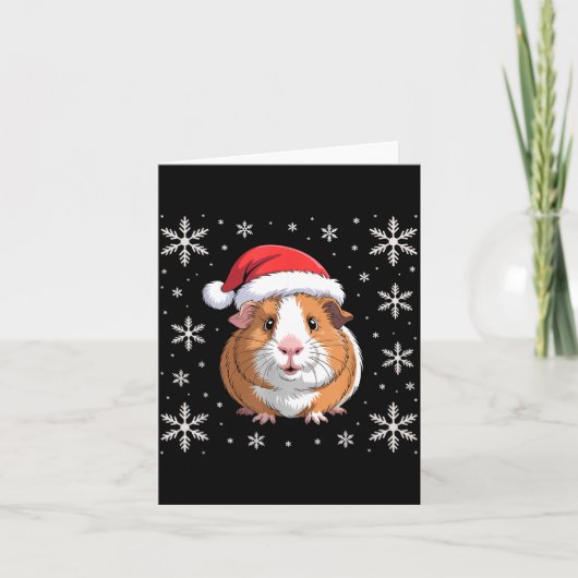 Schattig caviaatje met kerstmuts Kerstmis  Kaart (Voorkant)