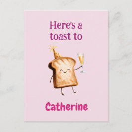 Schattig Champagne Toast Karakter voor Vrouwen, Br Briefkaart