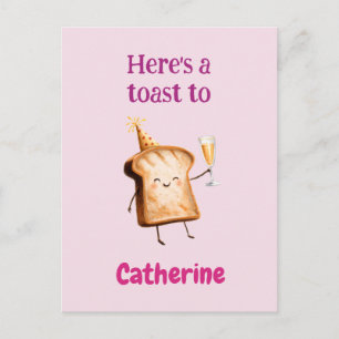 Schattig Champagne Toast Karakter voor Vrouwen, Br Briefkaart