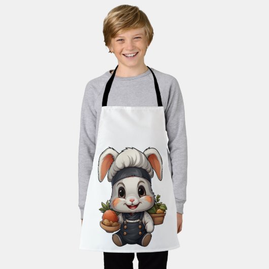 Schattig Chef Bunny met groente Schort (Gedragen)