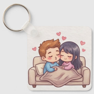Schattig Chibi Anime Koppel Esthetiek Sleutelhanger