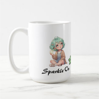 Schattig Chibi Anime Meisje Schitter Op Koffiemok