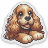 Schattig Chibi Cocker Spaniel Puppy Gezicht Sticker (Voorkant)