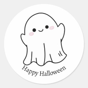 Schattig Chibi Geest Gelukkig Halloween Ronde Sticker
