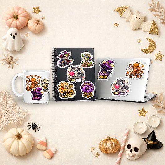 Schattig Chibi Halloween Cartoonesk Monster Sticker